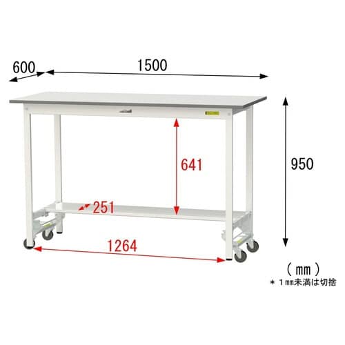 作業台ワンタッチ移動SUPUH1560TWW半面棚