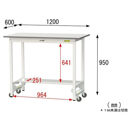 作業台ワンタッチ移動SUPUH1260TWW半面棚