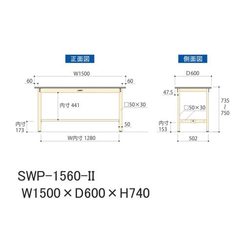 作業台固定式 SWP−1560−IIポリ天板