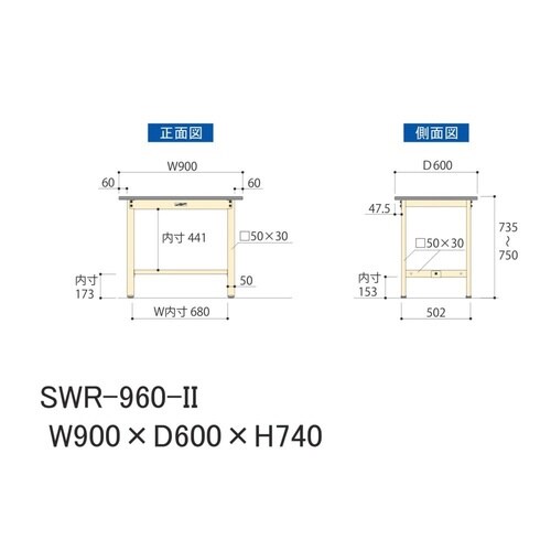 作業台固定式 SWR−960−II塩ビ天板
