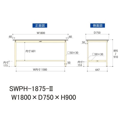 作業台固定式 SWPH−1875−IIポリ天板