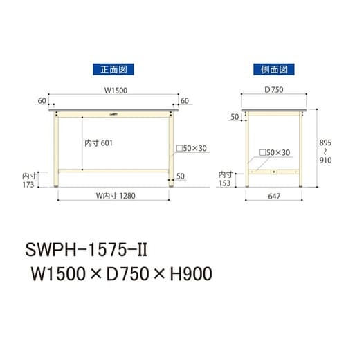 作業台固定式 SWPH−1575−IIポリ天板
