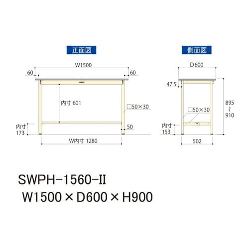 作業台固定式 SWPH−1560−IIポリ天板