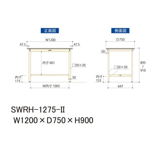 作業台固定式 SWRH−1275−II塩ビ天板