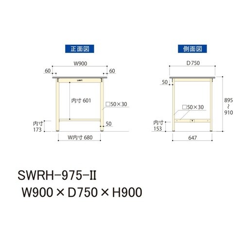 作業台固定式 SWRH−975−II塩ビ天板