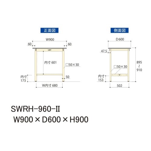 作業台固定式 SWRH−960−II塩ビ天板