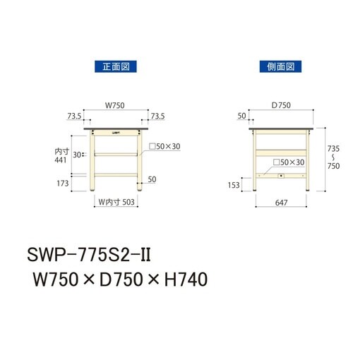 作業台中棚付 SWP−775S2−IIポリ天板