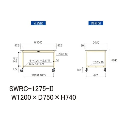 作業台移動式 SWRC−1275−II塩ビ天板