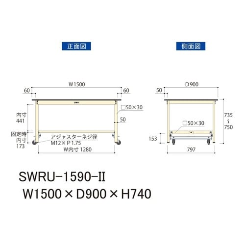 作業台ワンタッチ移動 SWRU1590II塩ビ