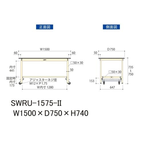 作業台ワンタッチ移動 SWRU1575II塩ビ