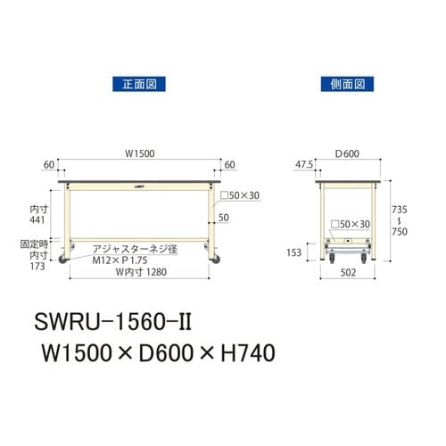 作業台ワンタッチ移動 SWRU1560II塩ビ