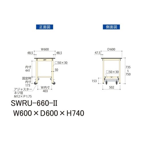 作業台ワンタッチ移動 SWRU660II塩ビ
