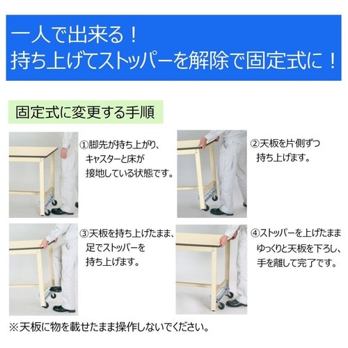作業台ワンタッチ移動 SWPUH1260MGポリ