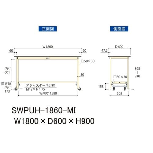 作業台ワンタッチ移動 SWPUH1860MIポリ