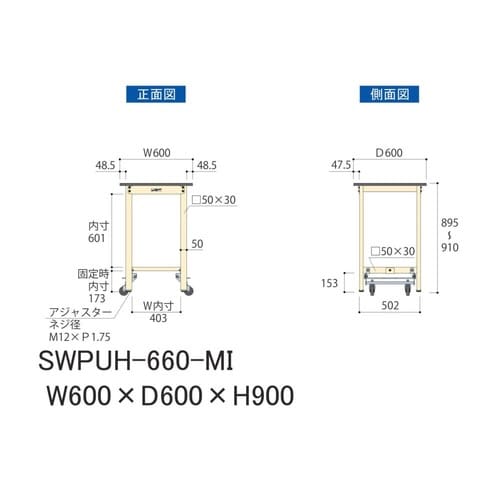 作業台ワンタッチ移動 SWPUH660MIポリ