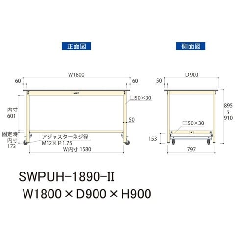 作業台ワンタッチ移動 SWPUH1890IIポリ