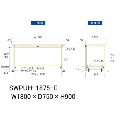 作業台ワンタッチ移動 SWPUH1875IIポリ