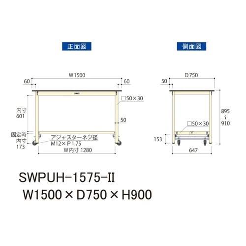 作業台ワンタッチ移動 SWPUH1575IIポリ