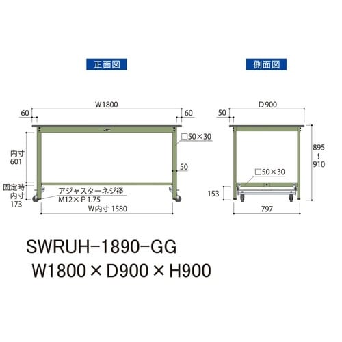 作業台ワンタッチ移動 SWRUH1890GG塩ビ