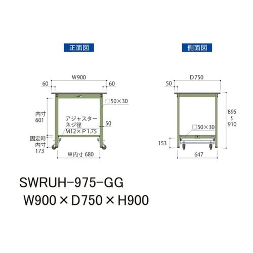 作業台ワンタッチ移動 SWRUH975GG塩ビ