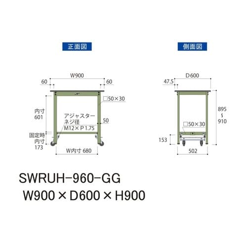 作業台ワンタッチ移動 SWRUH960GG塩ビ
