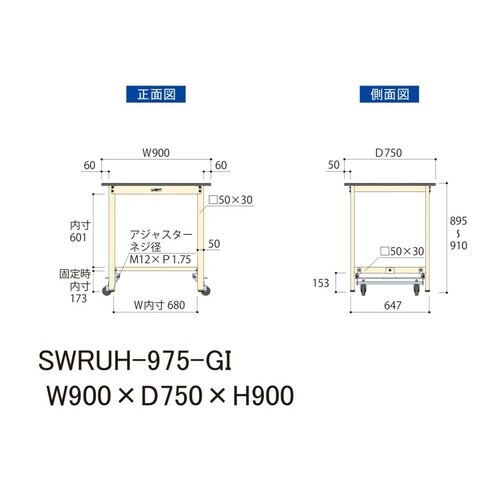 作業台ワンタッチ移動 SWRUH975GI塩ビ