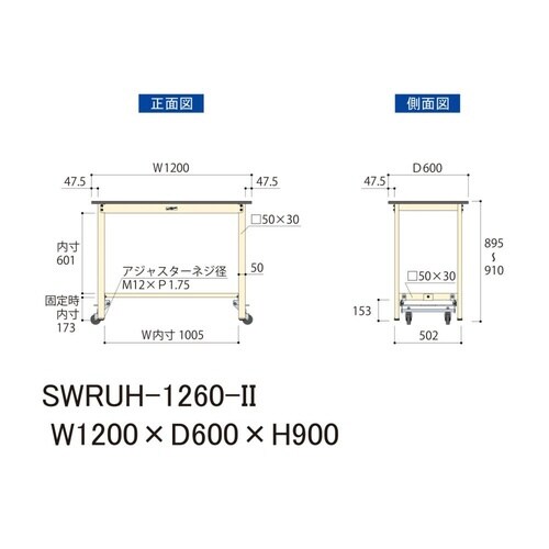 作業台ワンタッチ移動 SWRUH1260II塩ビ