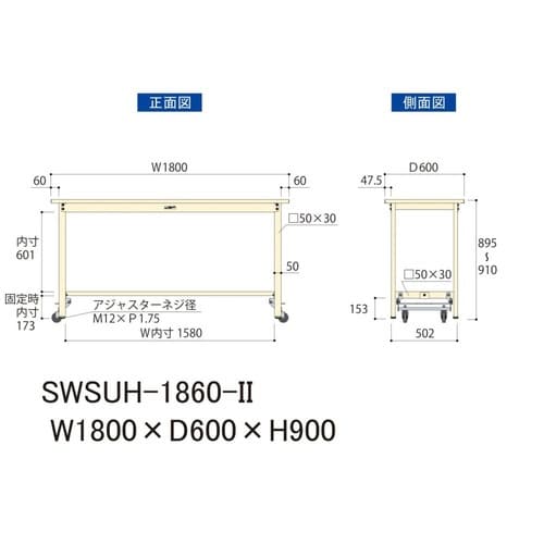 作業台ワンタッチ移動SWSUH1860IIスチール