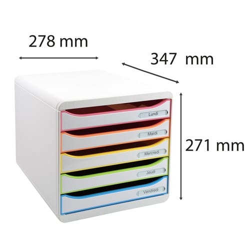 レターケース A4 5段 ホワイト(引出しマルチ