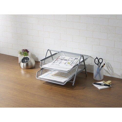 ファイルトレー2段 シルバー×4