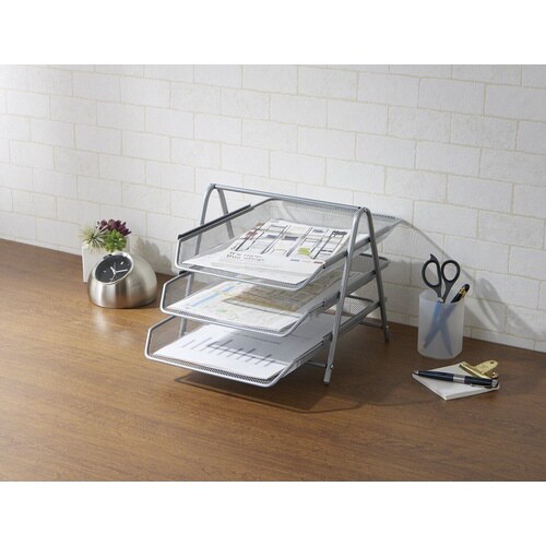 ファイルトレー3段 シルバー×5