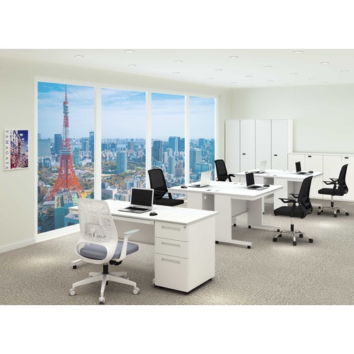 NBDオフィスデスク脇机3段 WH・WH