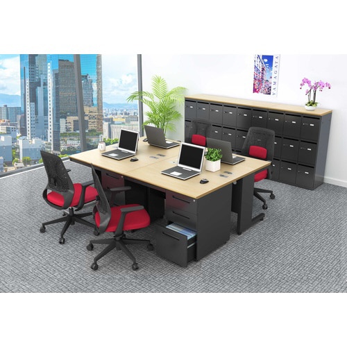 NBDオフィスデスク片袖机1000 NA・BK