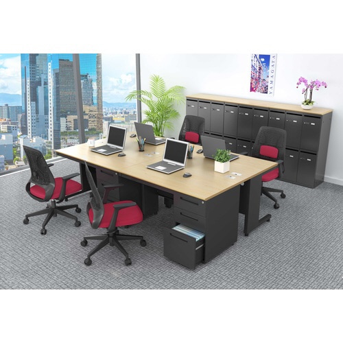 NBDオフィスデスク片袖机1200 NA・BK