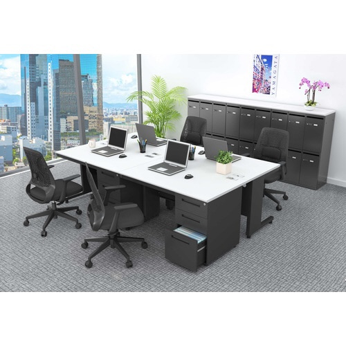 NBDオフィスデスク片袖机1200 WH・BK