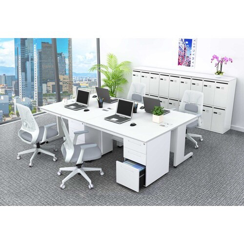 NBDオフィスデスク片袖机1200 WH・WH