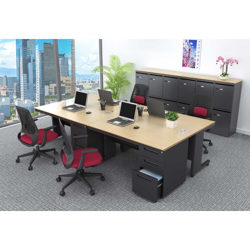 NBDオフィスデスク片袖机1400 NA・BK