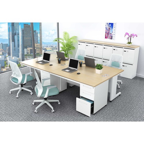 NBDオフィスデスク片袖机1400 NA・WH