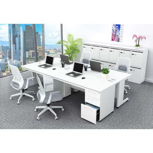 NBDオフィスデスク片袖机1400 WH・WH