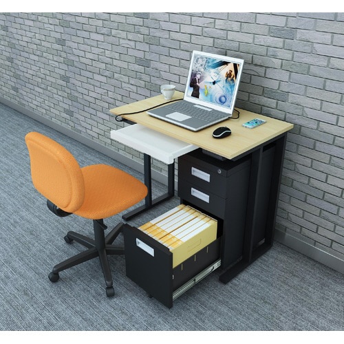 コンパクトデスク0800 天板NA脚BK