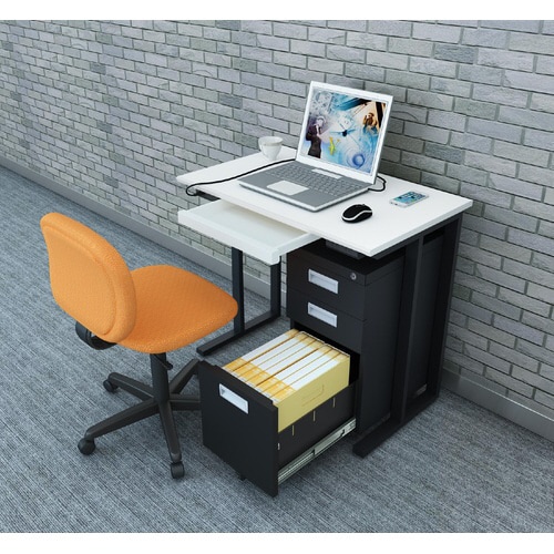 コンパクトデスク0800 天板WH脚BK