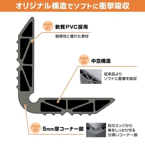 ガレージプロテクター(コーナー用) グレー サイズ