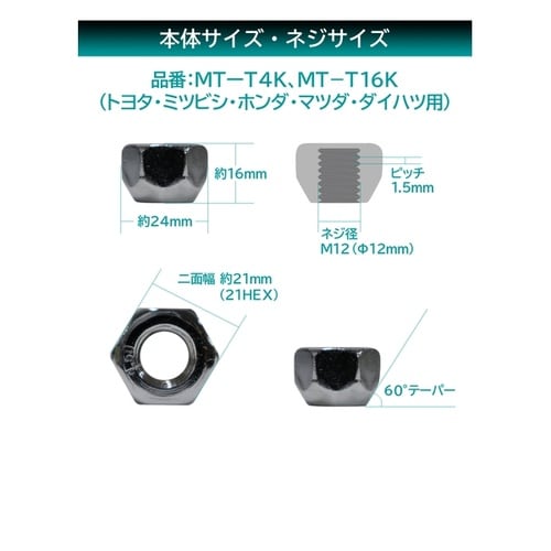ホイールナット トヨタ・ミツビシ・ホンダ・マツダ・