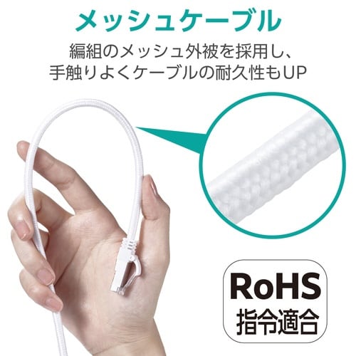 LANケーブル CAT7 7m メッシュ ホワイト