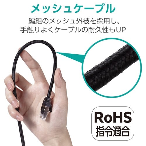LANケーブル CAT8 1m メッシュ ブラック