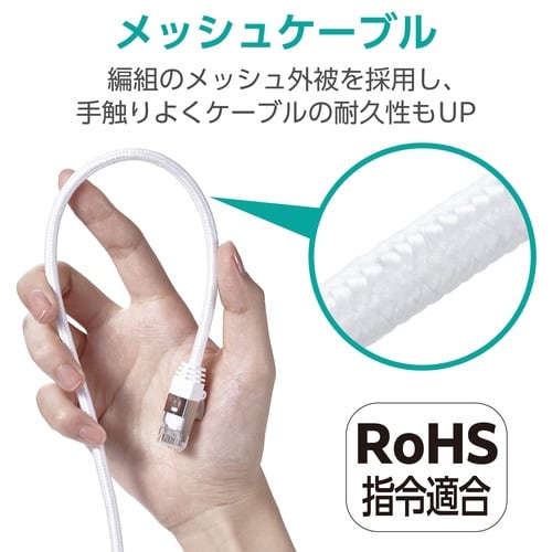 LANケーブル CAT8 3m メッシュ ホワイト