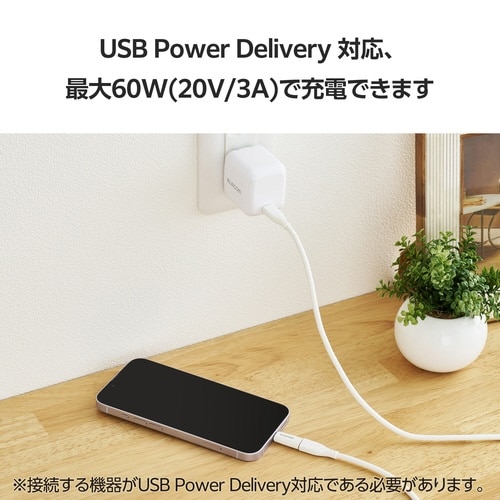 USB−C ライトニング変換アダプタ PD対応 白