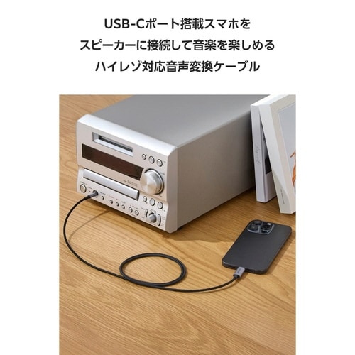 TypeCー3.5mmAUX変換ケーブル ブラック