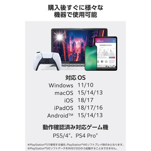 外付SSD 1TB ノック式 耐衝撃 ブラック