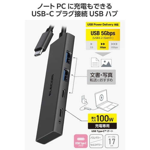Type−Cハブ 4ポート 5Gbps ブラック
